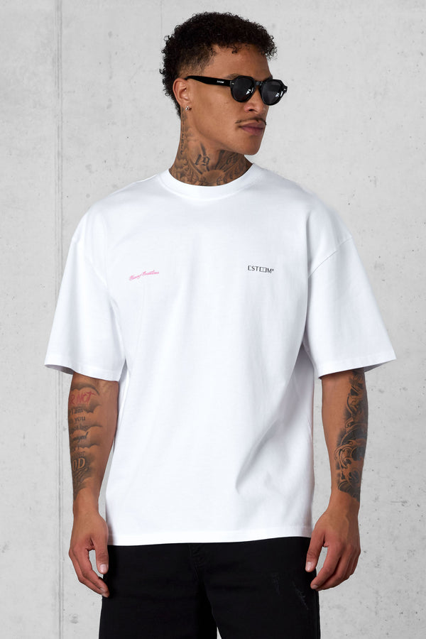 WHITE CHASING COASTLINES OVERSIZED TEE