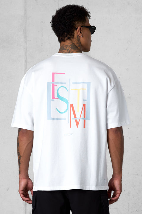 WHITE DECONSTRUCTED OVERSIZED TEE