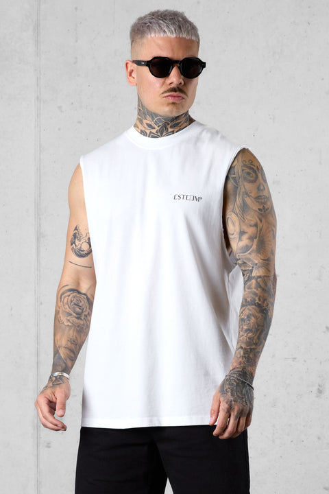 WHITE DISCREET OVERSIZED TANK TEE