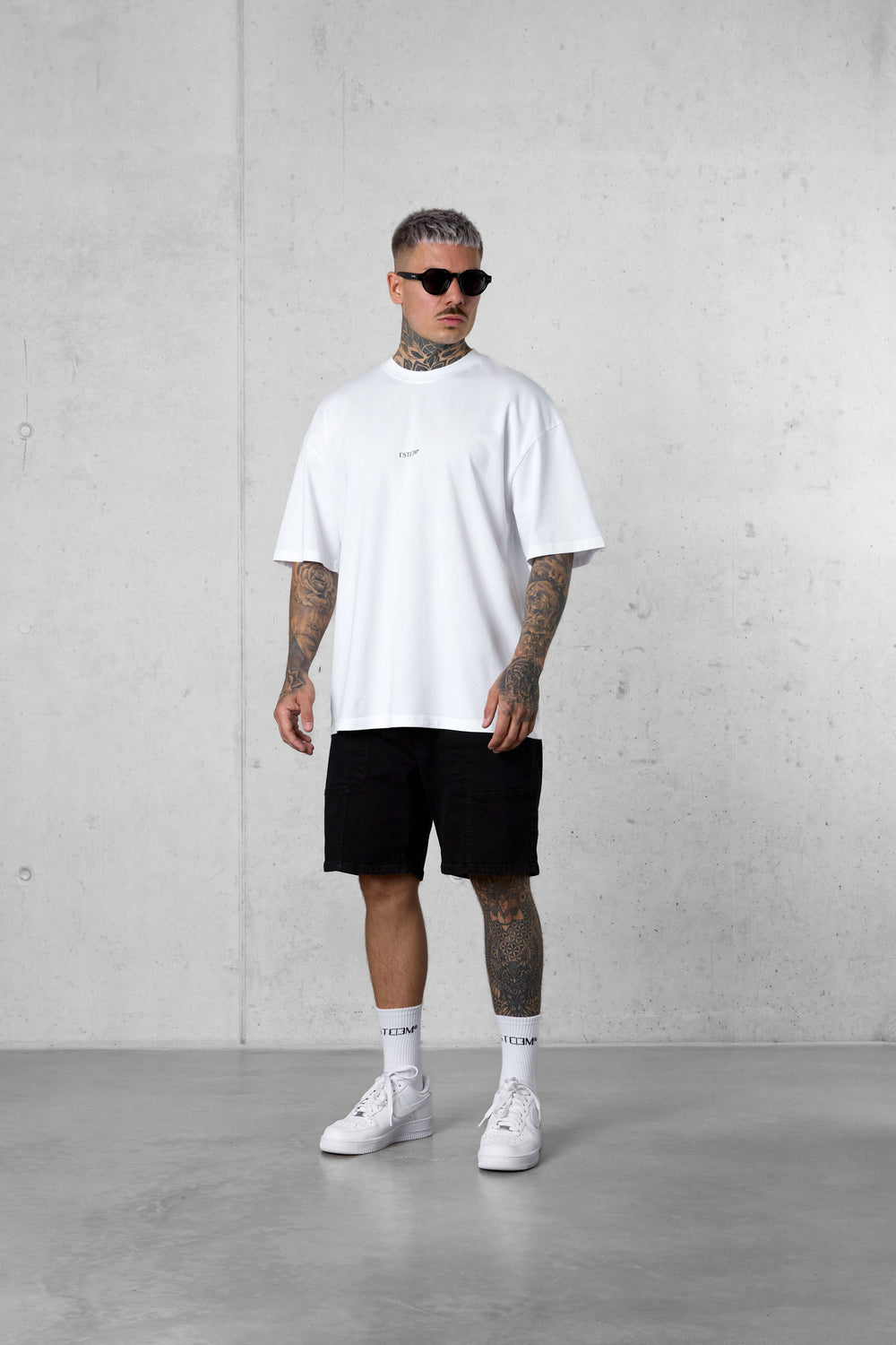 WHITE DOUBLE PALM OVERSIZED TEE
