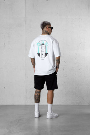 WHITE DOUBLE PALM OVERSIZED TEE