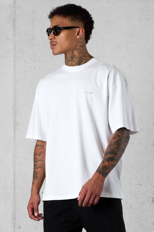WHITE MIXED COLORS ESSENTIAL OVERSIZED TEE