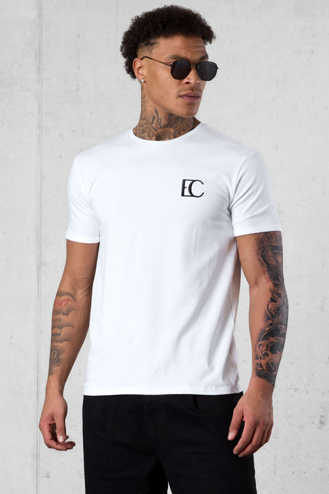 WHITE EC LOGO TEE